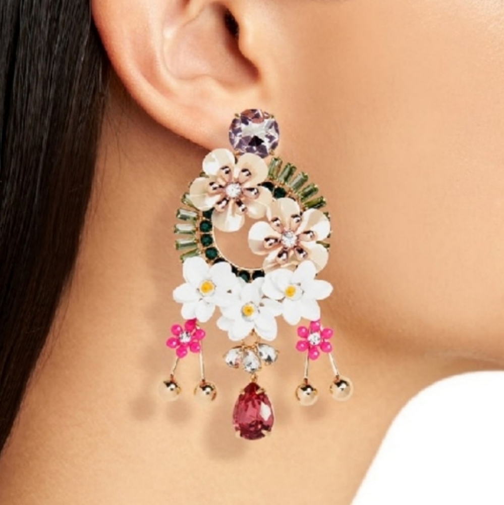J. Crew Chandelier Style "Into the Wilderness" Sequin Floral Statement E… - Picture 10 of 10